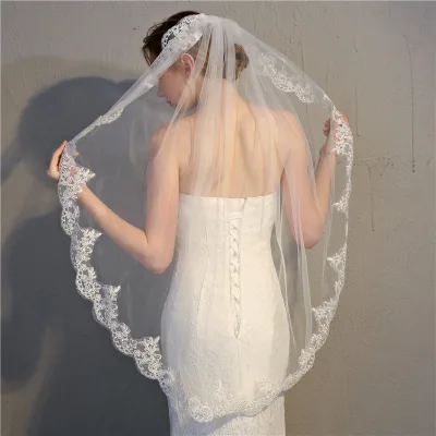 Hot New Bride Veil Engagement White Simple Cathedral tulle Wedding Veils with comb