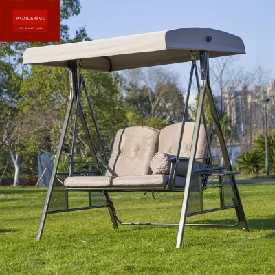 Outdoor 2 Seat Metal Leisure Patio Swing Courtyard Furniture with Canopy