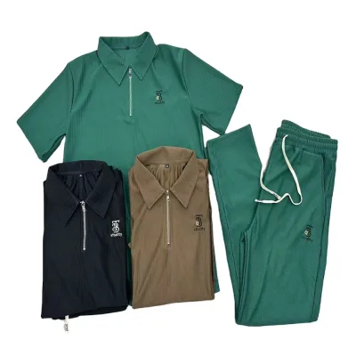 8.6 Dollar Model MXJ036 Size XL-3XL Casual Plus Size Men's  Logo Zipper Polo Collar T-Shirt CustomSweat Suits With Colors
