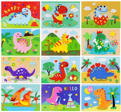 Kids 3D EVA Foam Sticker Art DIY Craft Toy Set Peel and Stick Mosaic Puzzle for Kindergarten Handmade Activity