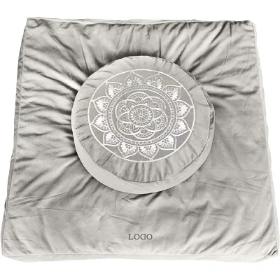 Velvet Washable Cover Buckwheat Pillow Zabuton Round Square Floor Premium Meditation Cushion Mat Set