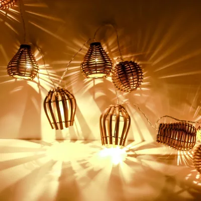 Different Shapes of Rattan Christmas Lights Pendant Accessories Halloween Holiday Lights