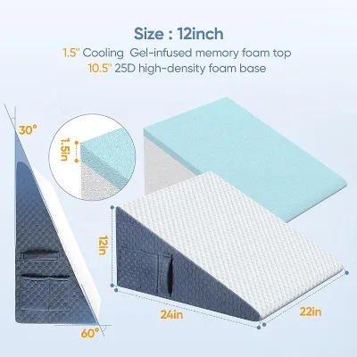 High Quality  Anti Snoring Surgery Postoperative Recovery Back Support Sleep Aid Medical Grade  Memory Foam Wedge Pillow
