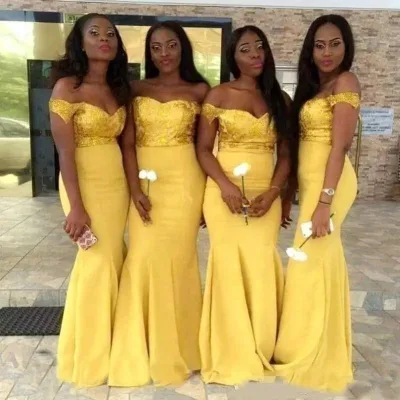 Latest Party Yellow Custom African Bridesmaid Dresses