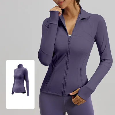 Women's Define Style Yoga Top Nine Colors Full Zip Quick Dry Athletic Workout Top with Pockets for Gym Running Outdoor Sports