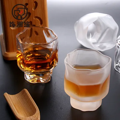 Japanese Handmade Crystal Glass Whisky Glass Household Frosted Origami Cup