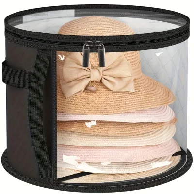 Extra-large Foldable Hat Storage Box - Durable Non-woven Fabric, Stain-resistant With Viewing Window, for Cowboy