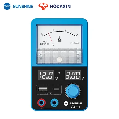 SUNSHINE P5 Mini Smart Power Supply Equipped with USB-C/USB-A Ports Support 5V/3A Output, Real-time Voltage and Current Display
