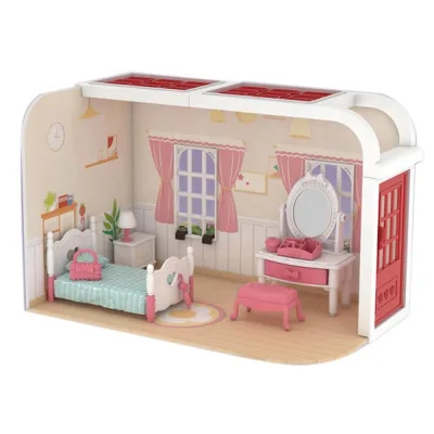 Hot Sale Kids DIY Plastic Furniture Model Pink Beauty House for Pretend Play & Early Education Mini Toy for Girls