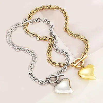 Entry lux Collarbone Necklace Necklace Stainless Steel Hip Hop OT Button Gold Plated Best Friend Necklaces