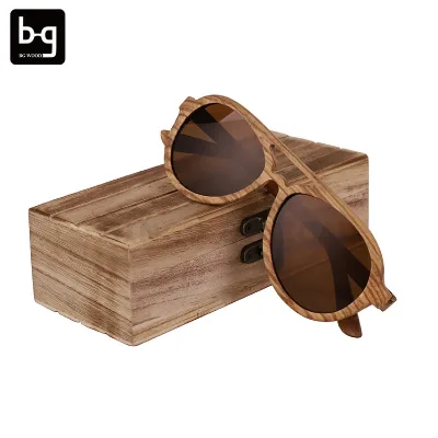Round Trendy Luxury Women Sun Glasses Handmade Wooden Sunglasses logo Customised  Oem for Men Polarized