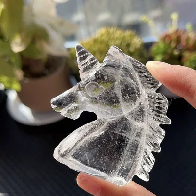 Hot Sale Hand Carved Rose Quartz Unicorn Natural Crystal Animal Gemstone Set for Healing for Gifts