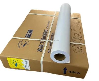 20lb 92% Brightness White Uncoated CAD Plotter Paper Roll 2'' Core 24'' 36" X 150ft for ink-jet printing 5roll per carton