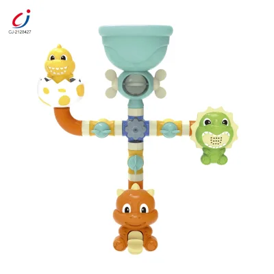 Funny Baby Bathroom Shower Time Dinosaur Pipe Splicing Rotating Water Spray Bathing Toys