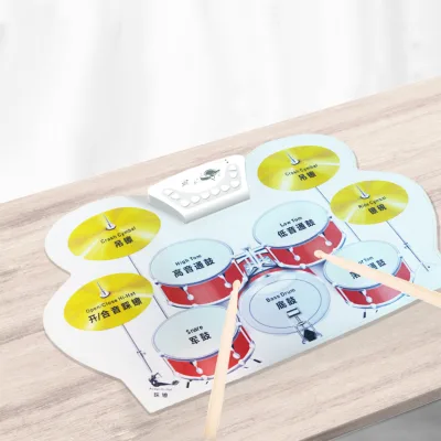 Kids Toy New Portable Electronic Christian Gifts Kids Instruments Digital Drum Set Electric Hand Roll up Drum