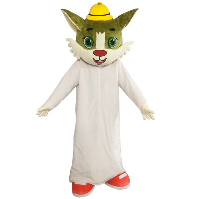 Fun!! Cat with white clothes dress up cartoon character custom mascot costume animals cat mascot costume