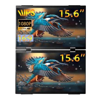 Dual 15.6 Inch QHD Gaming Stock Trading Laptop Screen 1080P LCD/LED Display IPS Triple Monitor Foldable Portable Monitor