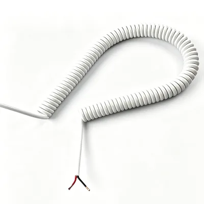 2-core Flexible 0.75mm2 White Pure Copper TPU Spiral Cable Resistant Spring Wear-resistant Cord
