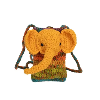 Handmade Crocheted Gradient Coin Purse Ugly Cute Funny Baby Crossbody Bag Cartoon Small French Fries Children's Tape Closure One