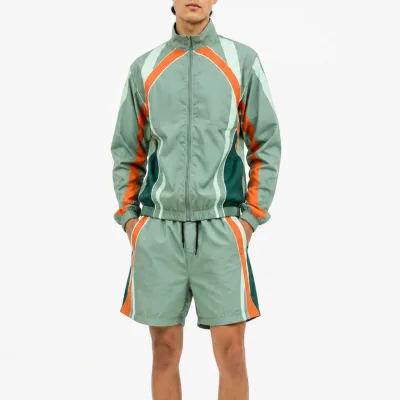 Men Summer Windbreaker Shorts Set Embroidered Lightweight Casual Sports Tracksuit Breathable Comfortable Fit Urban