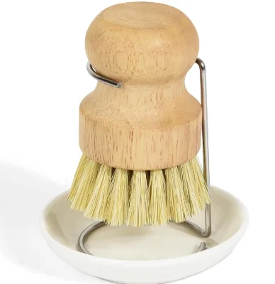 Bamboo Dish Scrub Brushes Wooden Scrubbers Set Kitchen Dishwashing Scrubber with Natural Sisal Bristles for Iron Pot Pan Sink