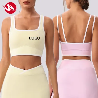 Traceability Premium Quality One-stop Solution Professional Photography Support Color Block Criss-cross Back Sports Bra