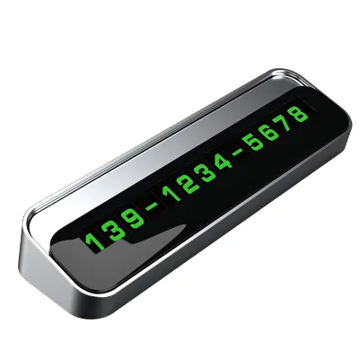 Luxury Custom Gray Silver Model Car Parking Card Accessory Aluminum Alloy Temporary Parking Phone Number Interior Accessories
