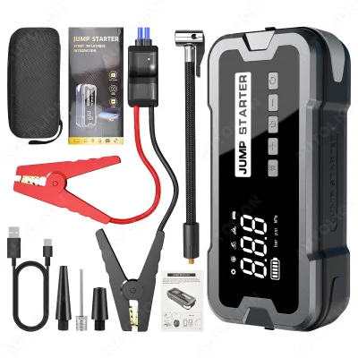 Power Pack: 24,000mAh, 2000A/4000A Current, PD 65W Charging, Built-in Air Compressor, Start up to 12.0L Gas & 10.0L Diesel Cars