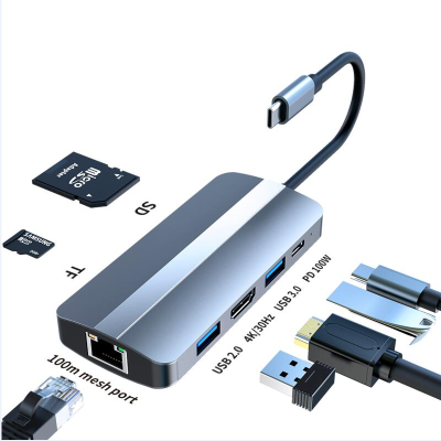 7 in 1 Dual USB Type C Dock for MacBook Pro with 4K HDMI-Compatible USB C USB3.0 SD/MicroSD Card Reader