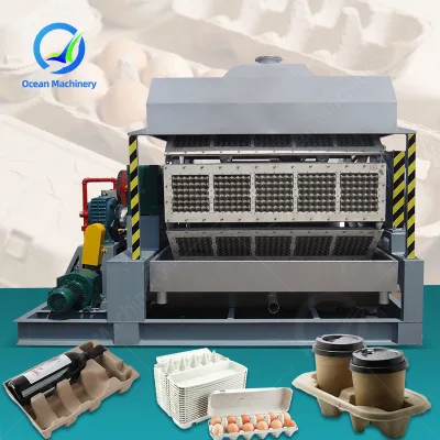 OCEAN Double Rotary Turkey Egg Tray Production Line Carton Holder Machine That Makes Six and Twelve of Egg Box