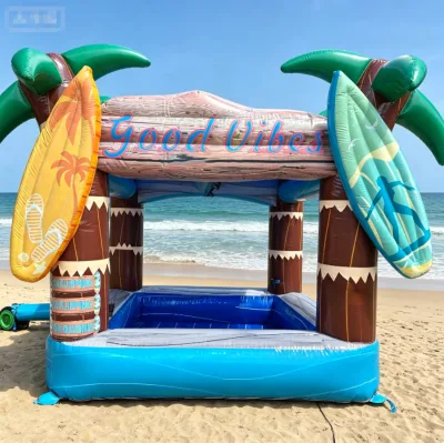 Summer Vibe Inflatable Swimming Pool with Tent Palm Deco Inflatable Pool for Pool Beach Summer Water Play Kids Fun
