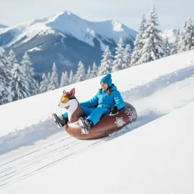 Inflatable PVC Snow Tube Winter Ski Circle with Handle Durable Children Adult Thickened Floated Sled
