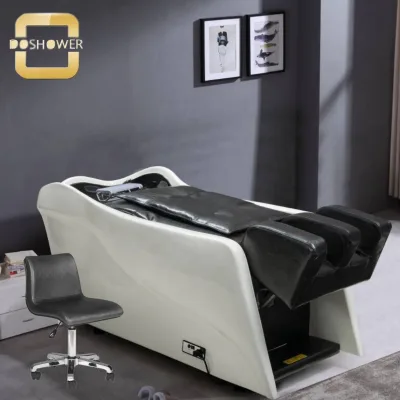 White and Black Electric Shampoo Bed with Roll Away Hair Wash Basin Connect Host on the Floor of Salon Furniture Manufacturer