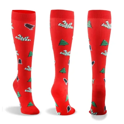 New Design Colorful Christmas Socks 20 30 Compression Christmas Stockings for Running Travel