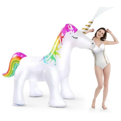 New PVC Inflatable Water Spray unicorn for Children's Toys, Summer Outdoor Grass Play, Inflatable Water Spray Horse
