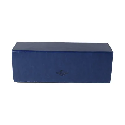 Blue PU Leather Color Custom Embossing Logo Trading Collectible Cards Deck Box,Magnetic Closure Card Deck Case With Dice Tray