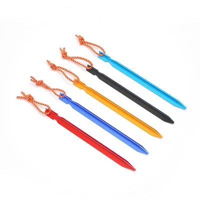 Camping Tent Nail 18/23cm Outdoor Aluminum Alloy Nail Tent Accessories Triangular Thicken Tent Pegs Stake Ground Nail with Rope