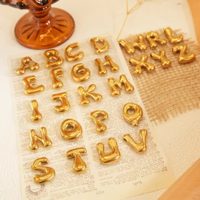 18k Fashionable Minimalist Alphabet High Polished Balloon-Shaped 26-Letter Elegant Stainless Steel Initial Letter a Pendant