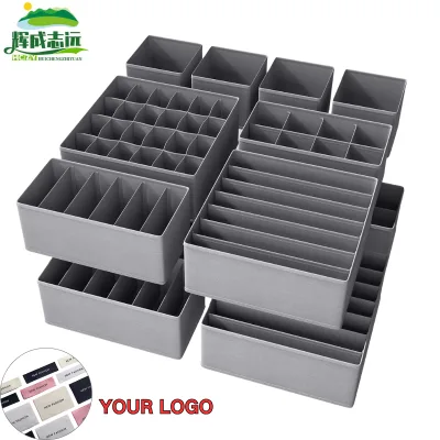 Fabric Foldable Dresser Storage Basket Organizers Grey Drawer Underwear Clothing Scarf Panty Belts Bra Ties Lingerie Undies