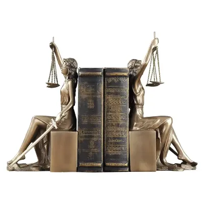 European Art Deco Metal Retro Handmade Eco-Friendly Engraved Nordic Roman Goddess Woman 2-Piece Bookend Home/Office/Hotel