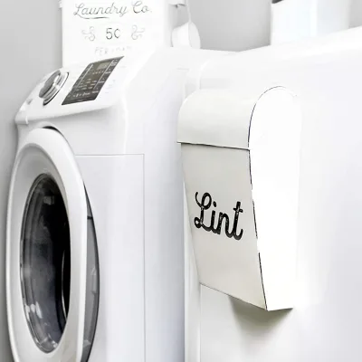 Wall Mounted Metal Lint Bin and Dryer Sheet Holder for Laundry Room