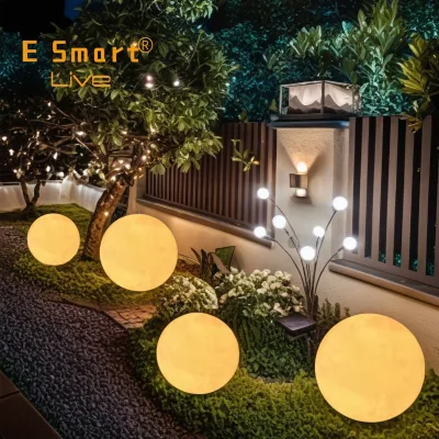 Outdoor Solar Charging LED Ball Sphere Stone Light Waterproof IP65 Plastic Rechargeable Battery Operated Decorative for Beach