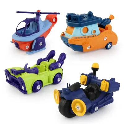 DIY Assembly Rescue Team Toy Set Helicopter Fire Boat Police Car Motorcycle Speed Car Educational Building Toys