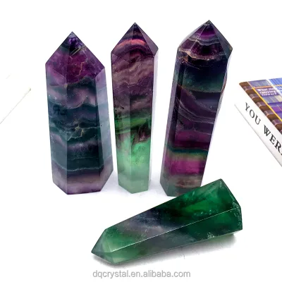 High Quality Wholesale Natural Crystal Fluorite Tower Polished Crystal Craft Fluorite Wand Point for Home Decoration