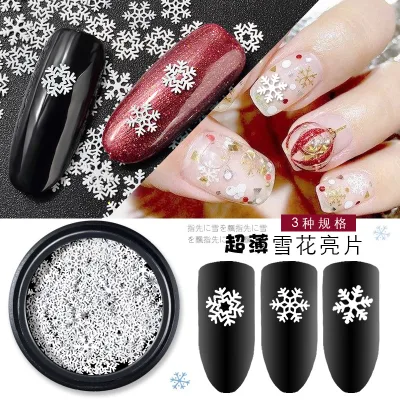 Most Popular White Snowflake Nail Glitter Sequins 3D Holographic Snow Flakes Slices Nail Art Decorations