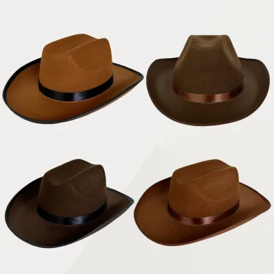 Fashionable Classic Large Brim Unisex Western Felt Cowboy Hat for Men Women