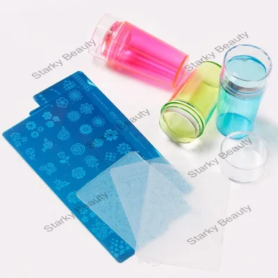 Silicone Nail Printer Product 3 Pieces Set Candy Color Nail Art Stamper Tool With Scraper