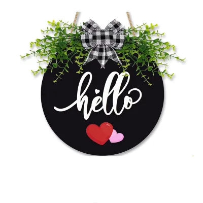 Interchangeable Front Door Wooden Welcome Sign Seasonal Welcome Sign Rustic Round Hello Front Door Decoration