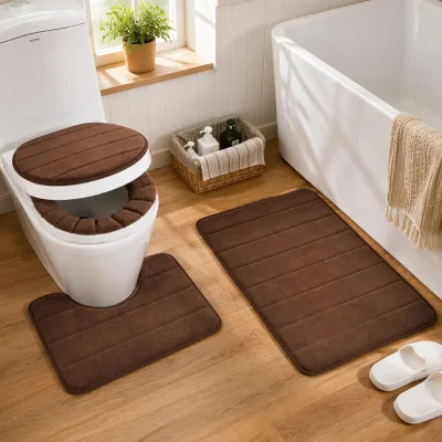 Anti-Slip Extra Large Washable Eco-Friendly Microfiber PVC Backing Classic Design Striped Pattern Machine Made Bathroom Mat Home