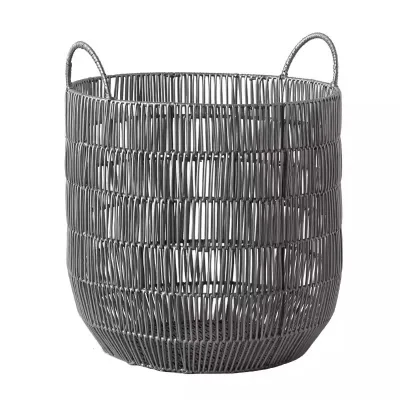 Large Capacity PP Imitated Rattan Towel Storage Basket Multi-Function Round Clothing Organizer for Home Use for Bathroom Space